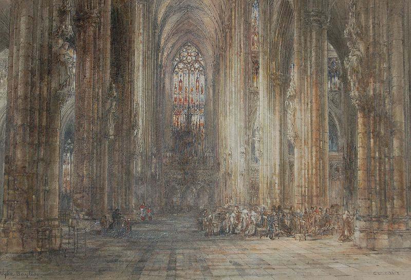Wyke Bayliss Cologne Cathedral, pen and watercolour Norge oil painting art